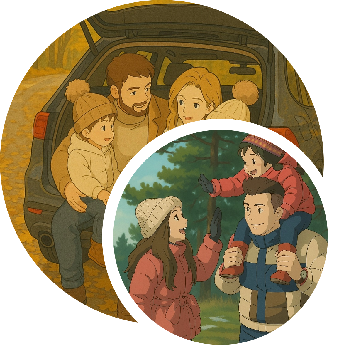 Family carrying child